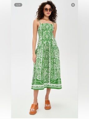 FARM Rio Delicate Tapestry Green Midi Dress